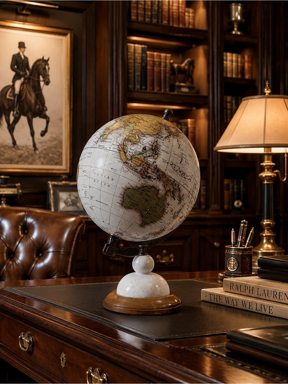 Grayson Lane White Mango Wood and Marble Contemporary Globe
